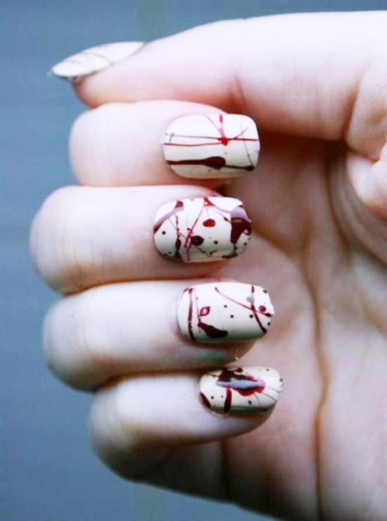 Маникюр на хэллоуин кровь на ногтях